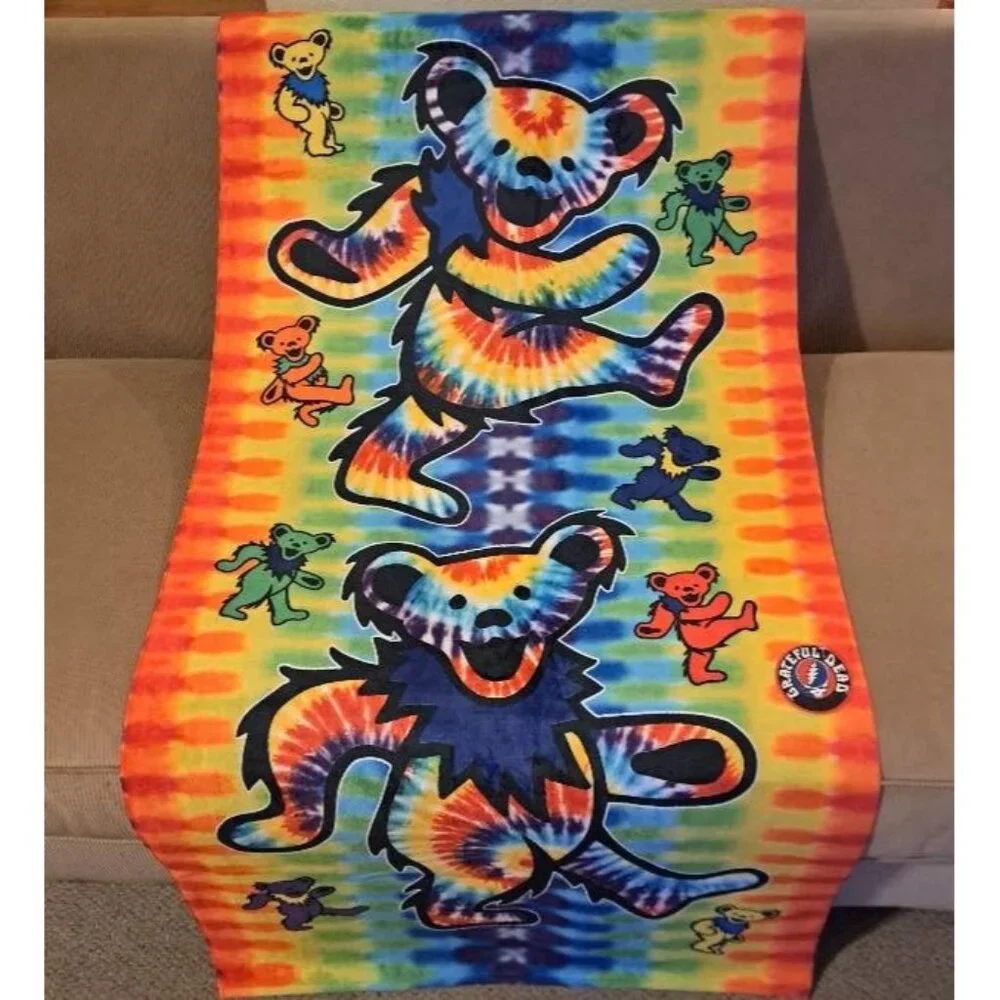 New Tie Dye Dancing Bears Grateful Dead Beach Bath Pool Gift Towel Cotton Bear